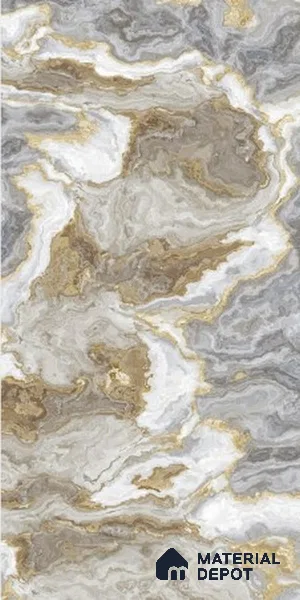 Brown Marble Look LM 06201 8 ft x 4 ft Glossy Finish Decorative Laminate - 1 mm | Suitable for TV Unit, Wardrobe, Kitchen Cabinets