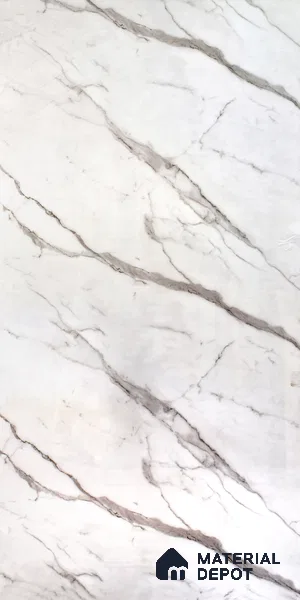 Ferrero 1B 0717 White Bianco 8 ft x 4 ft Marble Series High Gloss Finish Acrylic Laminate - 1.5 mm (LM 01109) | Matching Edgeband Code - 717 | Suitable for TV Unit, Wardrobe, Kitchen Cabinets