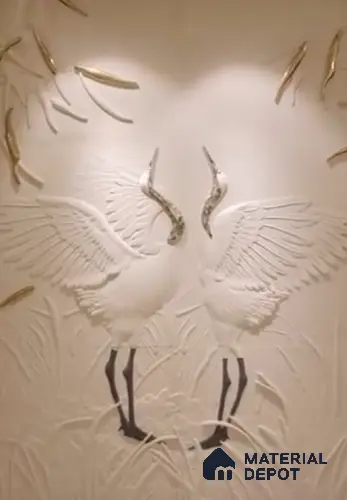 Duco Paintable Golden Cranes 3D CNC Made HDHMR Panel 8 ft x 6 ft - 25 mm