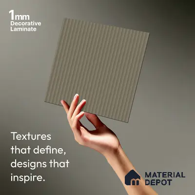 Taupe Beige Fluted Solid Color Look LM 01356 Beige 8 ft x 4 ft Texture Finish Decorative Laminate - 1 mm  | Suitable for TV Unit, Wardrobe, Kitchen Cabinets