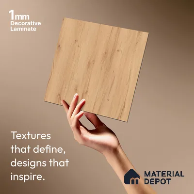 Wooden Look LM 01378 Ivory Glow 8 ft x 4 ft Texture Finish Decorative Laminate - 1 mm  | Suitable for TV Unit, Wardrobe, Kitchen Cabinets