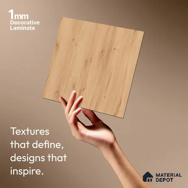 Wooden Look LM 01378 Ivory Glow 8 ft x 4 ft Texture Finish Decorative Laminate - 1 mm | Suitable for TV Unit, Wardrobe, Kitchen Cabinets