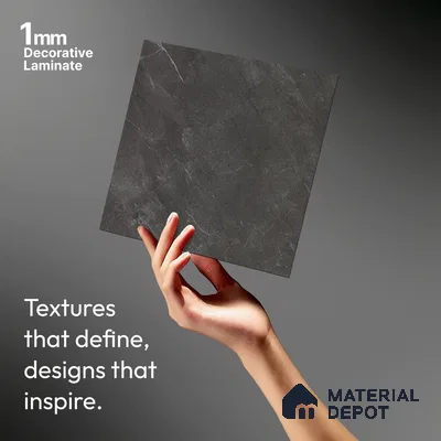 LM 01384 Iceland Dark Grey 8 ft x 4 ft Texture Finish Decorative Laminate - 1 mm  | Suitable for TV Unit, Wardrobe, Kitchen Cabinets