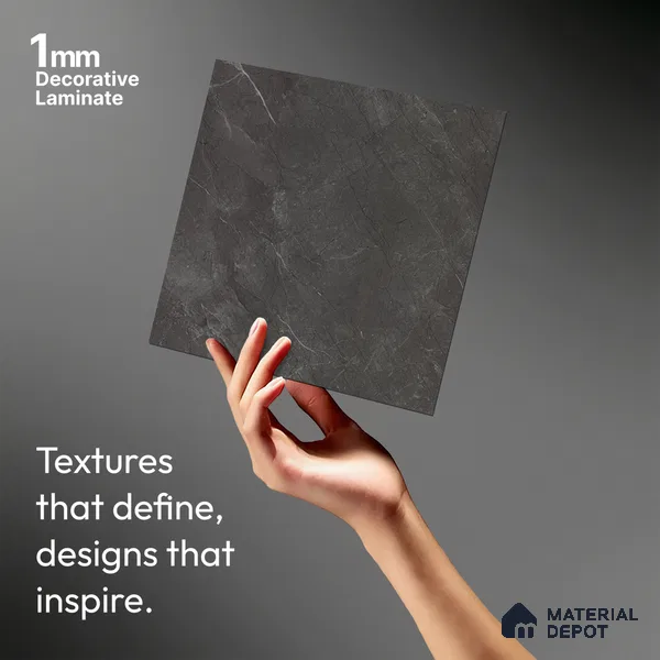 LM 01384 Iceland Dark Grey 8 ft x 4 ft Texture Finish Decorative Laminate - 1 mm  | Suitable for TV Unit, Wardrobe, Kitchen Cabinets