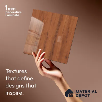 Wooden Look LM 01470 Ripple Wood 8 ft x 4 ft High Gloss Finish Decorative Laminate - 1 mm  | Suitable for TV Unit, Wardrobe, Kitchen Cabinets