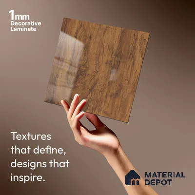 Wooden Look LM 01477 Toasted Timber 8 ft x 4 ft High Gloss Finish Decorative Laminate - 1 mm  | Suitable for TV Unit, Wardrobe, Kitchen Cabinets