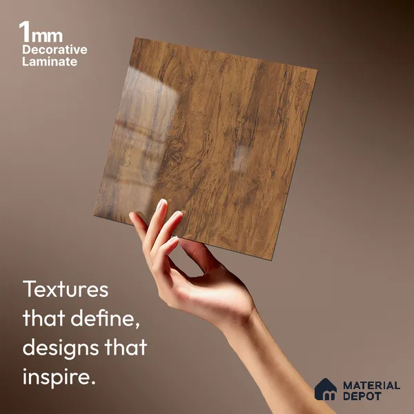 Wooden Look LM 01477 Toasted Timber 8 ft x 4 ft High Gloss Finish Decorative Laminate - 1 mm  | Suitable for TV Unit, Wardrobe, Kitchen Cabinets