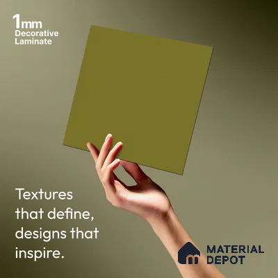LM 01513 Olive 8 ft x 4 ft Suede Finish Decorative Laminate - 1 mm  | Suitable for Living Room, Kitchen, Office