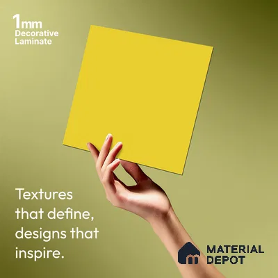 LM 01514 Lime Yellow 8 ft x 4 ft Suede Finish Decorative Laminate - 1 mm  | Suitable for Living Room, Kitchen, Office