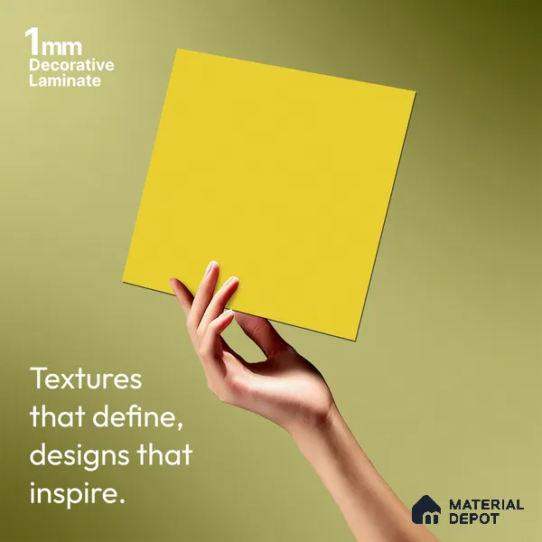 LM 01514 Lime Yellow 8 ft x 4 ft Suede Finish Decorative Laminate - 1 mm | Suitable for Living Room, Kitchen, Office
