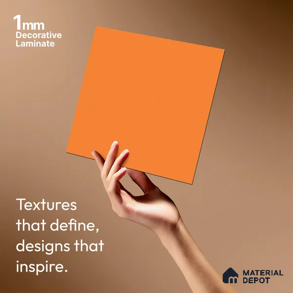 LM 01515 Pumpkin Orange 8 ft x 4 ft Suede Finish Decorative Laminate - 1 mm  | Suitable for Living Room, Kitchen, Office
