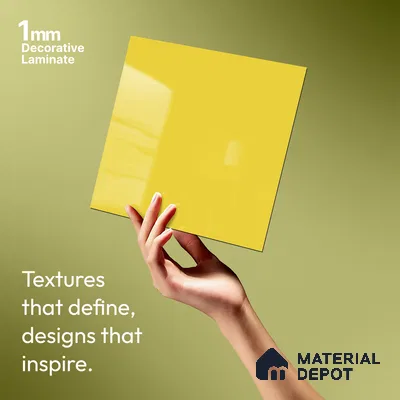 LM 01531 Lime Yellow 8 ft x 4 ft High Gloss Finish Decorative Laminate - 1 mm  | Suitable for Living Room, Kitchen, Office