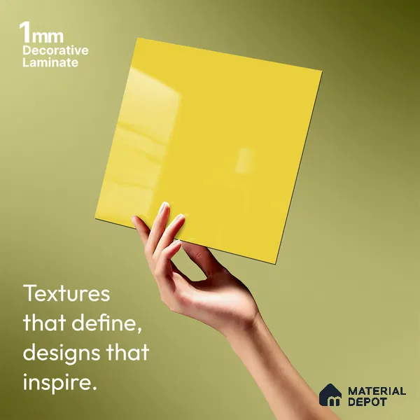 LM 01531 Lime Yellow 8 ft x 4 ft High Gloss Finish Decorative Laminate - 1 mm | Suitable for Living Room, Kitchen, Office