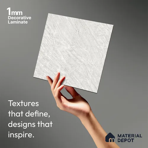 Grey Marble Look LM 18810 8 ft x 4 ft Texture Finish Decorative Laminate - 1 mm | Suitable for TV Unit, Wardrobe, Kitchen Cabinets