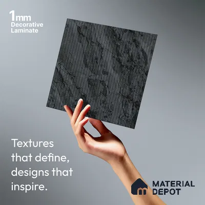 Grey Marble Look LM 18815 8 ft x 4 ft Texture Finish Decorative Laminate - 1 mm | Suitable for TV Unit, Wardrobe, Kitchen Cabinets