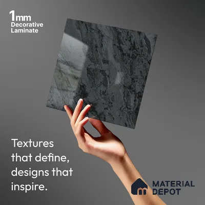 Grey Marble Look LM 18817 8 ft x 4 ft Texture Finish Decorative Laminate - 1 mm | Suitable for TV Unit, Wardrobe, Kitchen Cabinets