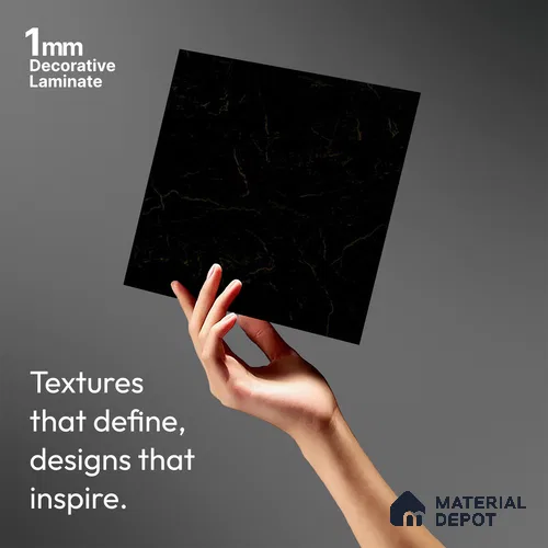 Black Pearl Fluted Solid Color Look LM 19187 Pearl Marble 8 ft x 4 ft Texture Finish Decorative Laminate - 1 mm | Suitable for TV Unit, Wardrobe, Kitchen Cabinets