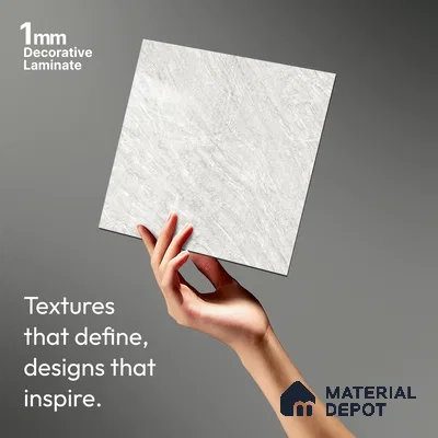 Marble Look LM 19201 Volkas Marble 8 ft x 4 ft Glossy Finish Decorative Laminate - 1 mm | Suitable for TV Unit, Wardrobe, Kitchen Cabinets