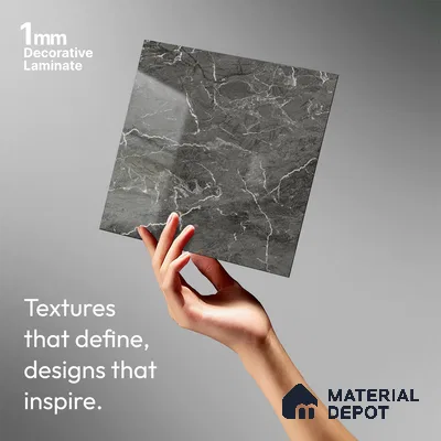 Marble Look LM 19203 William Grey Marble 8 ft x 4 ft Glossy Finish Decorative Laminate - 1 mm | Suitable for TV Unit, Wardrobe, Kitchen Cabinets