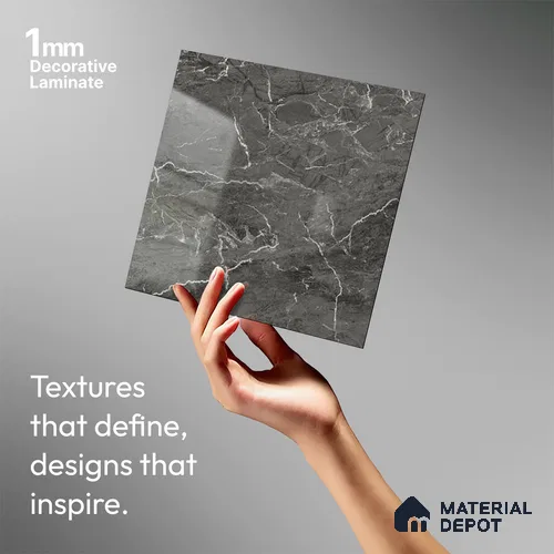 Marble Look LM 19203 William Grey Marble 8 ft x 4 ft Glossy Finish Decorative Laminate - 1 mm | Suitable for TV Unit, Wardrobe, Kitchen Cabinets
