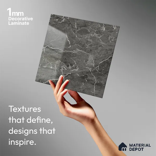 Marble Look LM 19203 William Grey Marble 8 ft x 4 ft Glossy Finish Decorative Laminate - 1 mm | Suitable for TV Unit, Wardrobe, Kitchen Cabinets