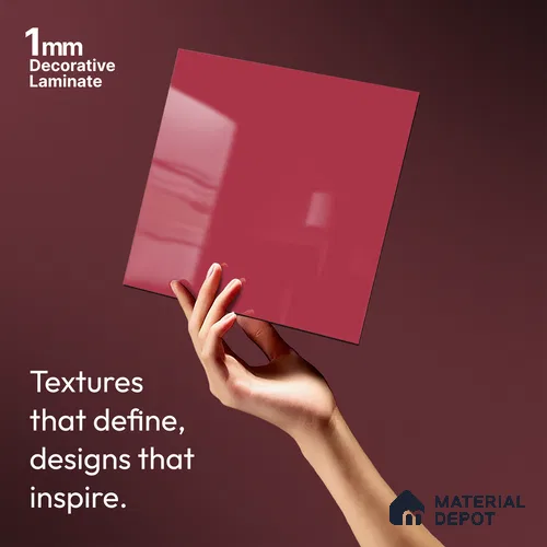 Solid Colors Look LM 19207 Raspberry 8 ft x 4 ft Glossy Finish Decorative Laminate - 1 mm | Suitable for Living Room, Kitchen, Office