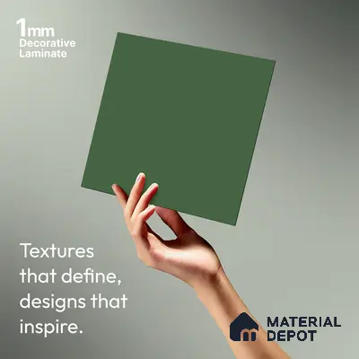 Solid Colors Look LM 19236 Moss Green 8 ft x 4 ft Matte Finish Decorative Laminate - 1 mm | Suitable for Living Room, Kitchen, Office