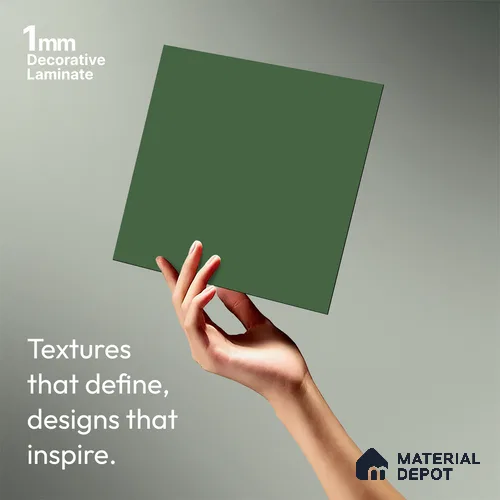 Solid Colors Look LM 19236 Moss Green 8 ft x 4 ft Matte Finish Decorative Laminate - 1 mm | Suitable for Living Room, Kitchen, Office