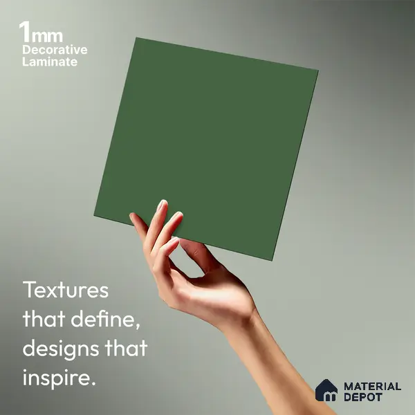 Solid Colors Look LM 19236 Moss Green 8 ft x 4 ft Matte Finish Decorative Laminate - 1 mm | Suitable for Living Room, Kitchen, Office