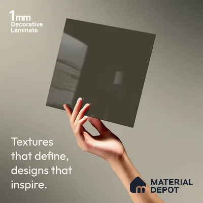 Solid Colors Look LM 19249 Slate Grey 8 ft x 4 ft Glossy Finish Decorative Laminate - 1 mm | Suitable for Living Room, Kitchen, Office