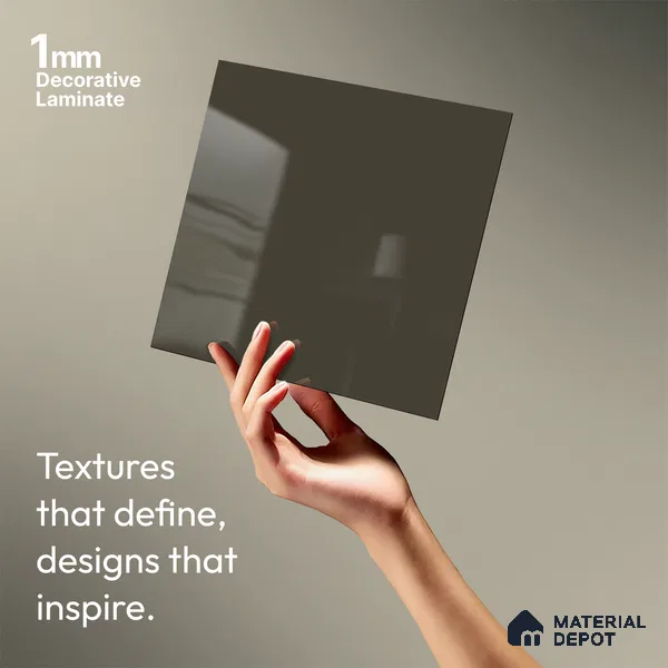 Solid Colors Look LM 19249 Slate Grey 8 ft x 4 ft Glossy Finish Decorative Laminate - 1 mm | Suitable for Living Room, Kitchen, Office