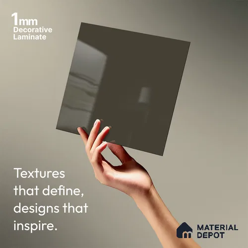 Solid Colors Look LM 19249 Slate Grey 8 ft x 4 ft Glossy Finish Decorative Laminate - 1 mm | Suitable for Living Room, Kitchen, Office