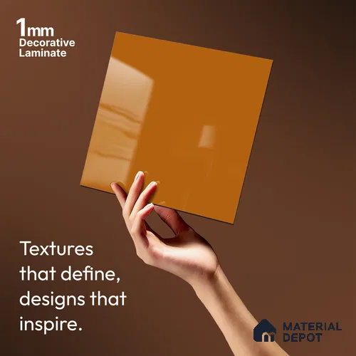 Solid Colors Look LM 19251 Nagpur Orange 8 ft x 4 ft Glossy Finish Decorative Laminate - 1 mm | Suitable for Living Room, Kitchen, Office