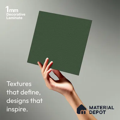 Solid Colors Look LM 19266 Basil Green 8 ft x 4 ft Suede Finish Decorative Laminate - 1 mm | Suitable for Living Room, Kitchen, Office