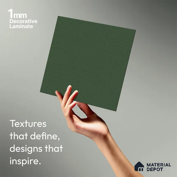 Solid Colors Look LM 19266 Basil Green 8 ft x 4 ft Suede Finish Decorative Laminate - 1 mm | Suitable for Living Room, Kitchen, Office