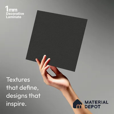 Solid Colors Look LM 19267 Super Black 8 ft x 4 ft Suede Finish Decorative Laminate - 1 mm | Suitable for Living Room, Kitchen, Office