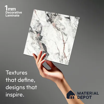 Stone Look LM 19279 Venetian Carrara 8 ft x 4 ft Glossy Finish Decorative Laminate - 1 mm | Suitable for TV Unit, Wardrobe, Kitchen Cabinets
