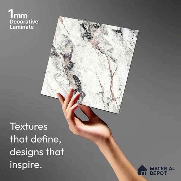 Stone Look LM 19279 Venetian Carrara 8 ft x 4 ft Glossy Finish Decorative Laminate - 1 mm | Suitable for TV Unit, Wardrobe, Kitchen Cabinets