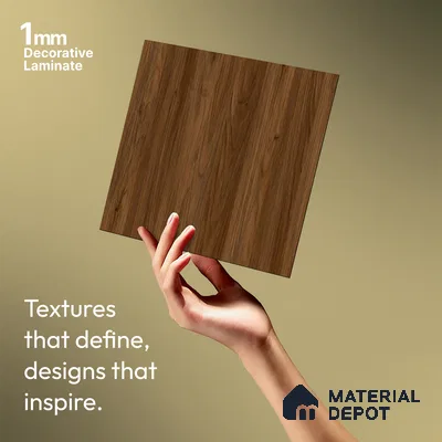 Wooden Look LM 19280 Juglans Polished 8 ft x 4 ft Suede Finish Decorative Laminate - 1 mm | Suitable for TV Unit, Wardrobe, Kitchen Cabinets