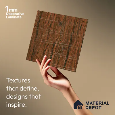 Wooden Look LM 19316 Tropical Wood 8 ft x 4 ft Texture Finish Decorative Laminate - 1 mm | Suitable for TV Unit, Wardrobe, Kitchen Cabinets