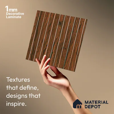 Wooden Look LM 19338 Tropical Wood 8 ft x 4 ft Texture Finish Decorative Laminate - 1 mm | Suitable for TV Unit, Wardrobe, Kitchen Cabinets