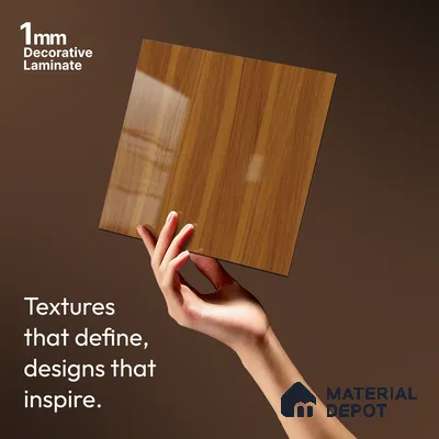 Wooden Look LM 19355 English Juglans 8 ft x 4 ft Glossy Finish Decorative Laminate - 1 mm | Suitable for TV Unit, Wardrobe, Kitchen Cabinets