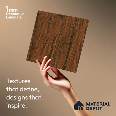 Wooden Look LM 19375 Tropical Wood 8 ft x 4 ft Texture Finish Decorative Laminate - 1 mm | Suitable for TV Unit, Wardrobe, Kitchen Cabinets