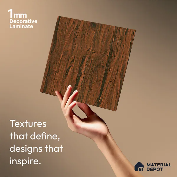 Wooden Look LM 19375 Tropical Wood 8 ft x 4 ft Texture Finish Decorative Laminate - 1 mm | Suitable for TV Unit, Wardrobe, Kitchen Cabinets