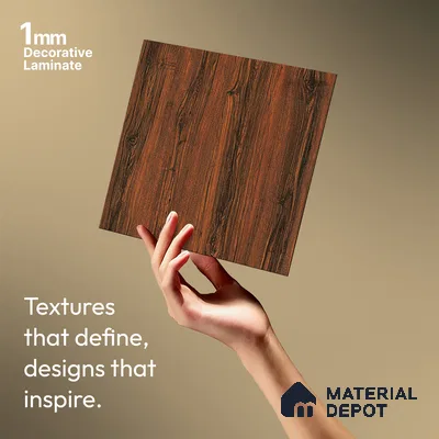 Wooden Look LM 19400 Caen Chestnut 8 ft x 4 ft Suede Finish Decorative Laminate - 1 mm | Suitable for TV Unit, Wardrobe, Kitchen Cabinets