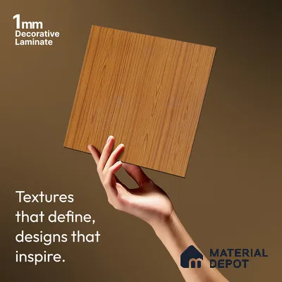 Wooden Look LM 19402 Nayana Teak 8 ft x 4 ft Suede Finish Decorative Laminate - 1 mm | Suitable for TV Unit, Wardrobe, Kitchen Cabinets