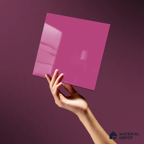LM 19443 Vivid Pink Solid Color Glossy Finish 8 ft x 4 ft Decorative Laminate - 1 mm | Suitable for Living Room, Kitchen, Office