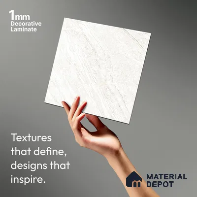 LM 19453 D Soft Calcatta Marble High Gloss Finish 8 ft x 4 ft Decorative Laminate - 1 mm | Suitable for TV Unit, Wardrobe, Kitchen Cabinets