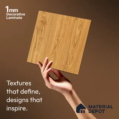 Wooden Look LM 19488 C Metallic Teak Super Matte Finish 8 ft x 4 ft Decorative Laminate - 1 mm | Suitable for TV Unit, Wardrobe, Kitchen Cabinets