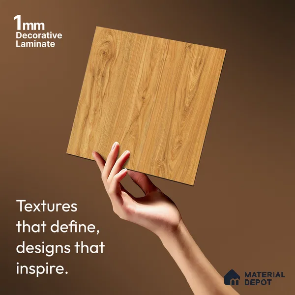 Wooden Look LM 19488 C Metallic Teak Super Matte Finish 8 ft x 4 ft Decorative Laminate - 1 mm | Suitable for TV Unit, Wardrobe, Kitchen Cabinets
